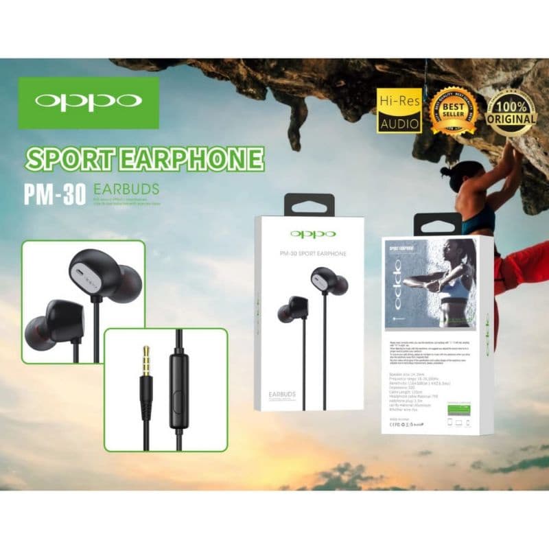 Handsfree Headset Oppo Earphone Sport PM30 Earbuds PM-30