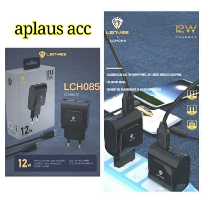 Charger Lenyes LCH-085 Original Micro/V8 2USB 2.4A 12W Real Capacity
