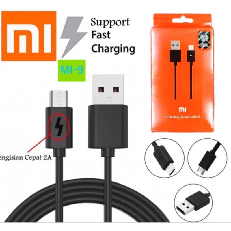 Kabel Data Xiaomi Mi 9 Ori 100% Colokan V8 Micro Universal