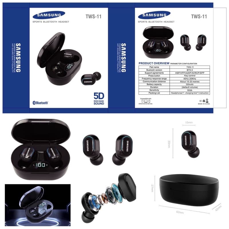 Handsfree Headset Earphone Bluetooth Samsung TWS-11 Super Bass