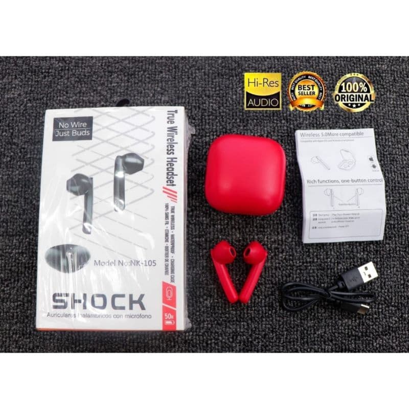 Handsfree Bluetooth SHOCK Earphone TWS NK-105 Wireless Super Bass