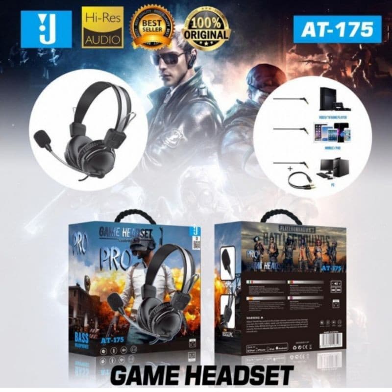Headset Bando Gaming AT-175 + Mic Headphone Game AT-175
