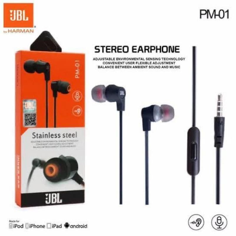 Handsfree Headset JBL PM-01 Stereo Earphone Universal Jack 3.5MM
