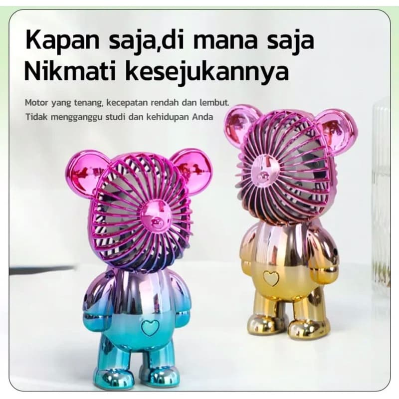 Kipas Angin Bear Brick Viral Chrome Kipas Portable Traveling