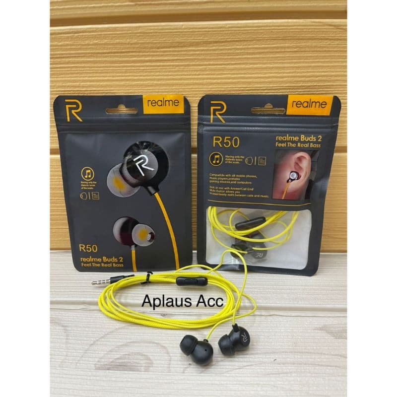Handsfree Headset + Mic Realme R50 Stereo Bass Jack 3.5MM Universal