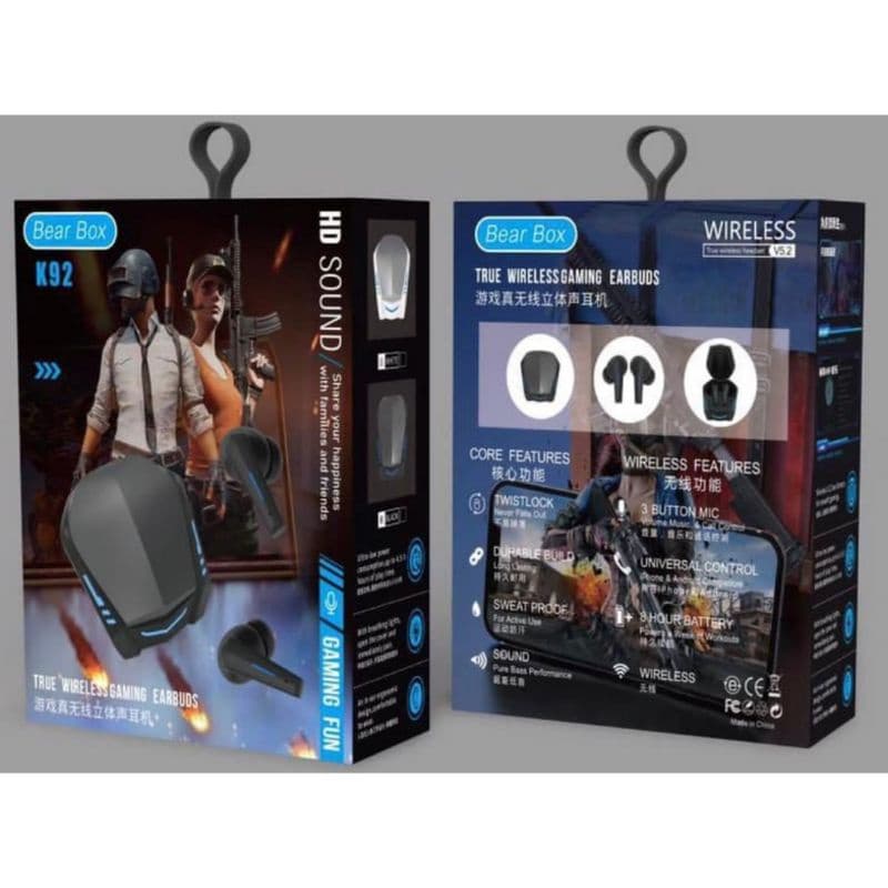 Headset Handsfree Bluetooth TWS K-92 Wireless Gaming Earbuds  K92