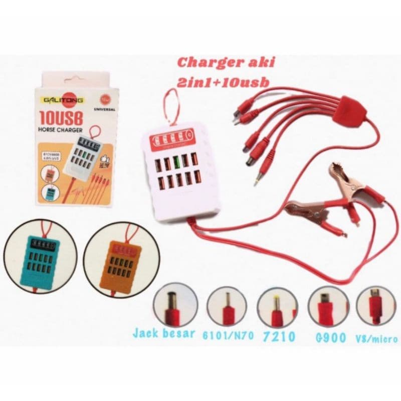 Charger Aki 5 in 1 10 USB Charger HP 5in1 10USB