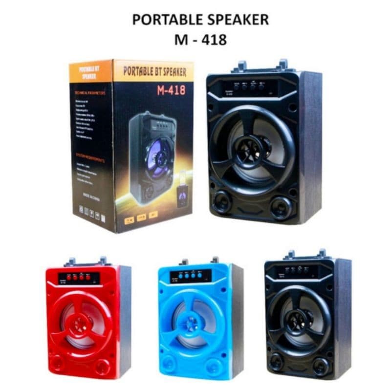 Speaker Bluetooth M418 LED Standing HP Portable Wireless Speaker