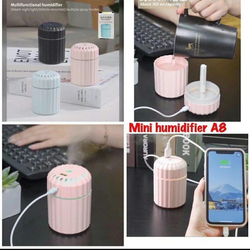 Humidifier USB Mini A8 Aroma Diffuser USB Mini  300ml Lampu