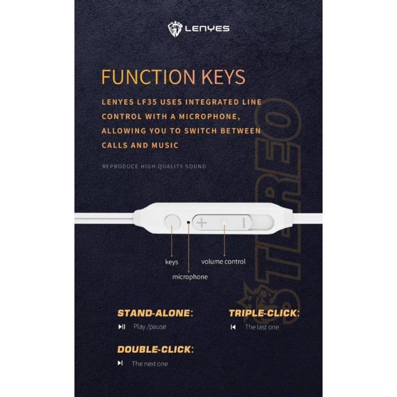 Handsfree Lenyes LF35 Hifi Stereo Earphone Extra Bass