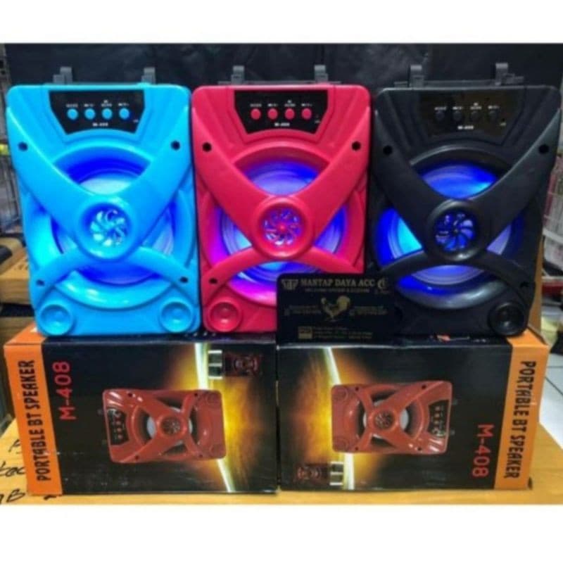 Speaker Bluetooth M408 LED Standing HP Portable Wireless Speaker