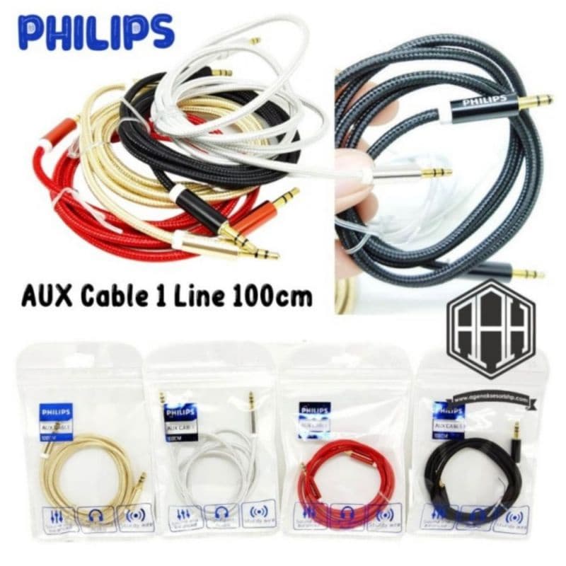 Kabel Audio Aux Philips KA03 1 in 1 Jack 3.5mm Besi Hp Mobil Speaker