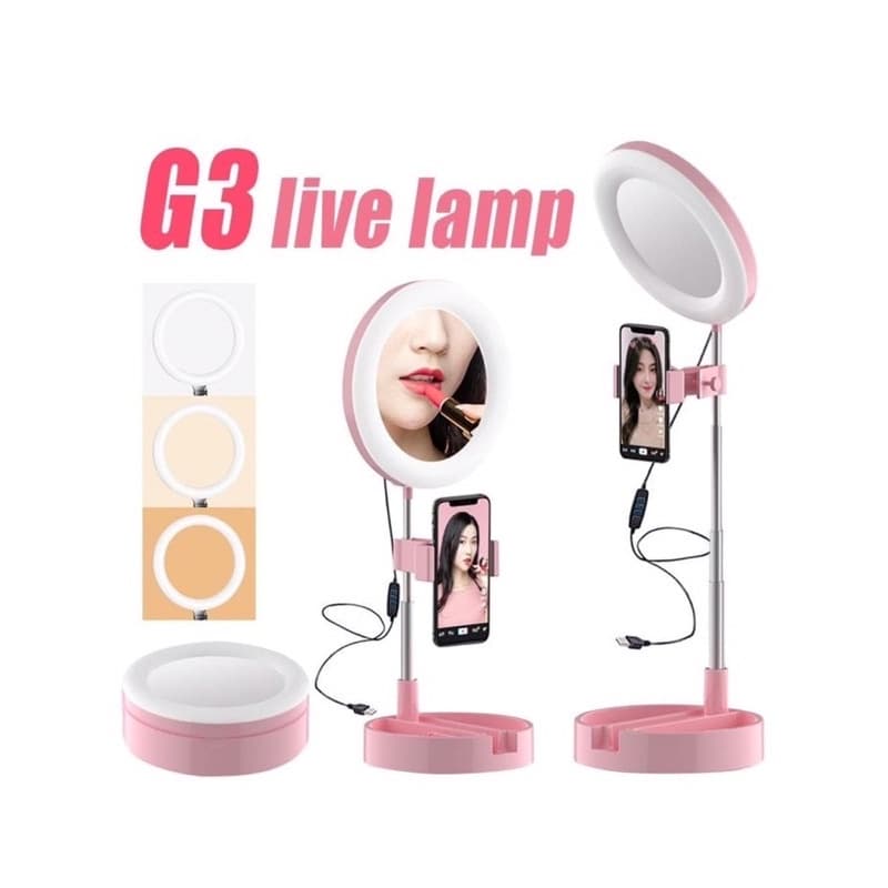 Tripod Ring Ligth G3 Selfie Live + Cermin Make UP Ringligth Lengkap
