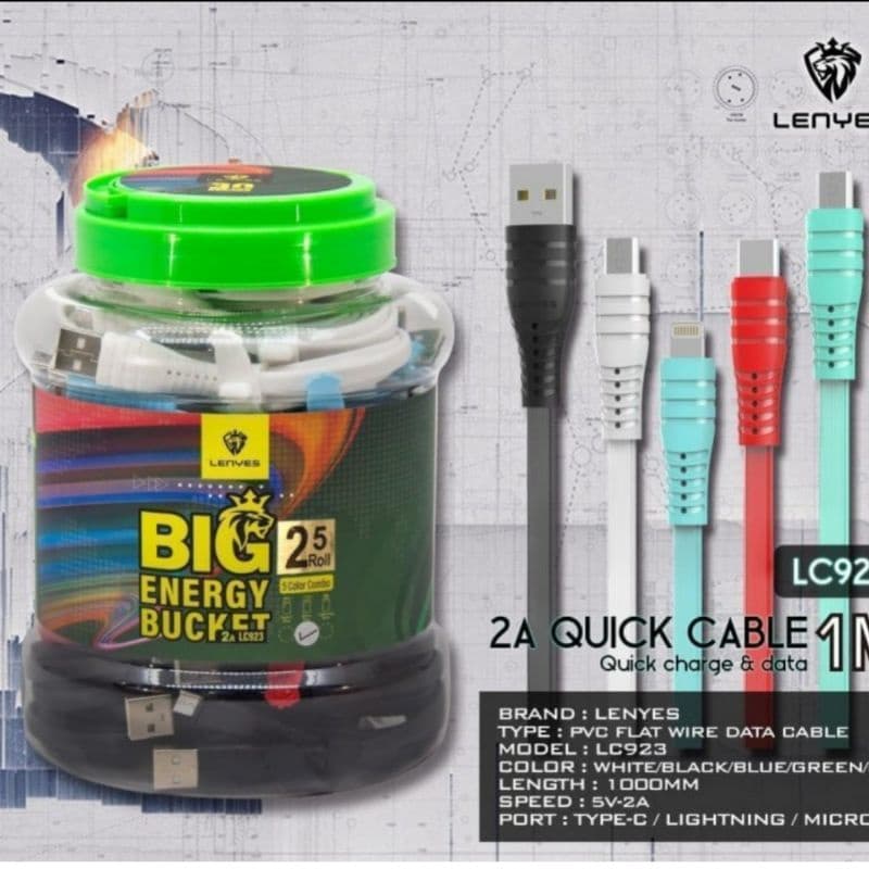 Kabel Data Lenyes LC 923 Original 1 Toples isi 25 pcs Type C Fast Charging