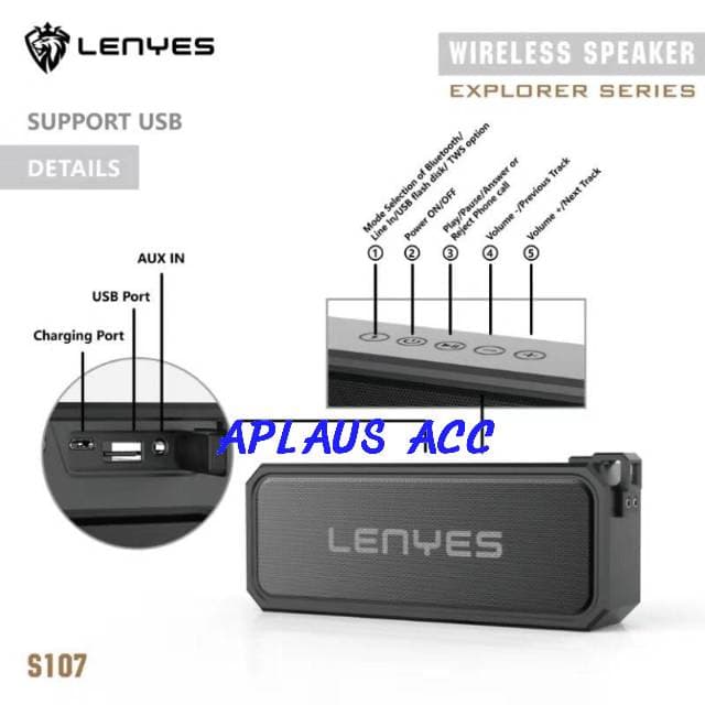 SPEAKER BLUETOOTH LENYES GENERASI KE-3 S107 (waterprof)