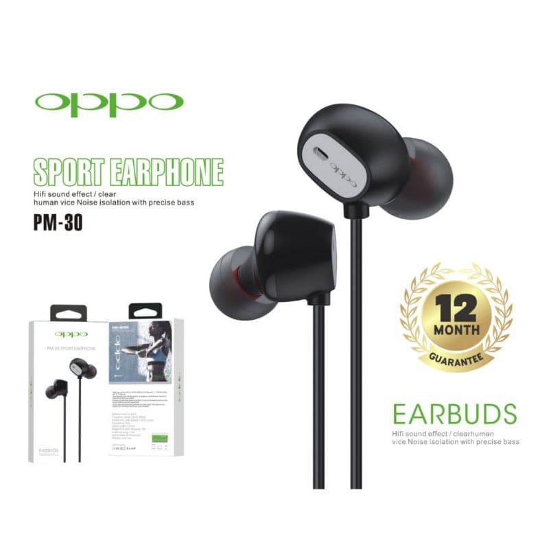 Handsfree Headset Oppo Earphone Sport PM30 Earbuds PM-30