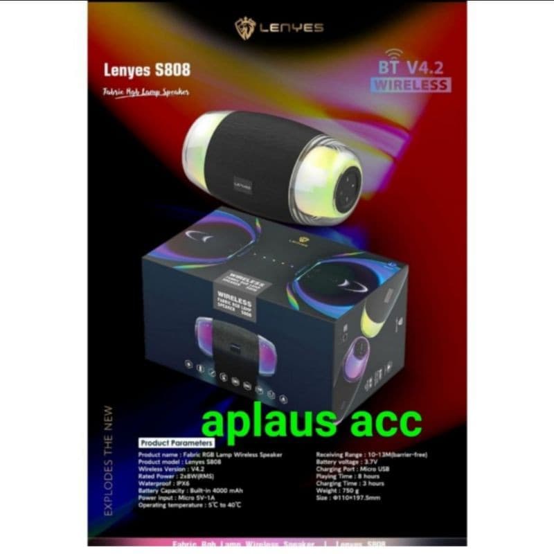 LENYES S808 rgb led waterproof ipx6 wireless bluetooth hifi portable stereo speaker