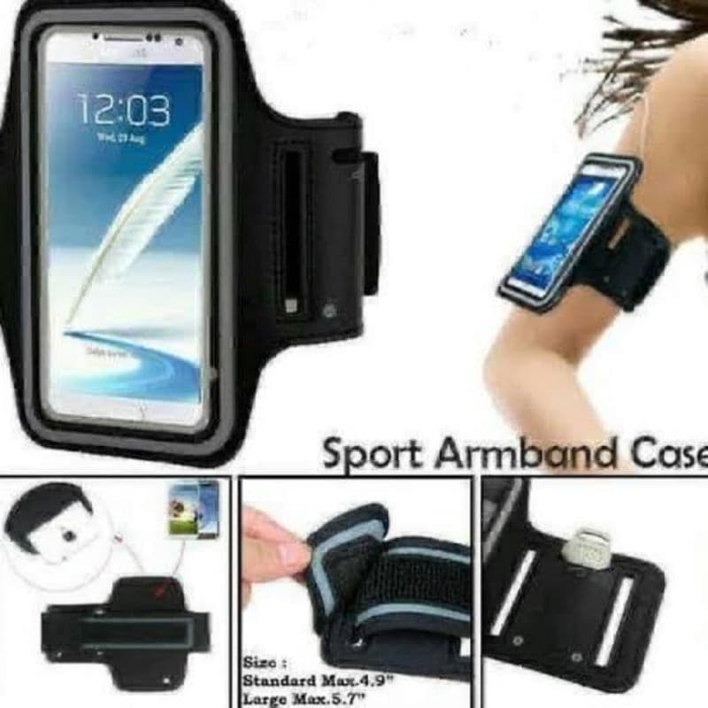 Tas Jogging Lengan Tas Lari HP Running Sport Arm Band Case GYM Black