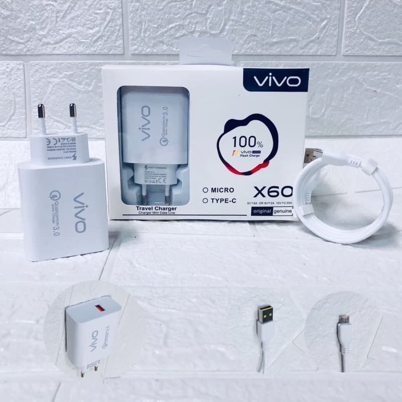 Charger VIVO Ori 100% X60 Fast Charging Colokan V8/Micro