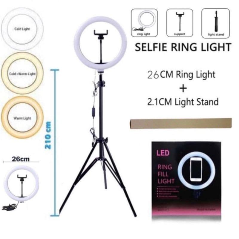 Tripod 2,1 Meter + Ring Light 26cm