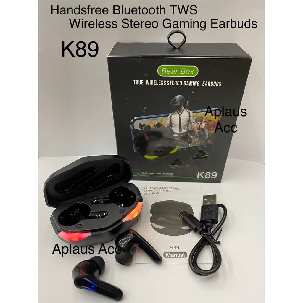 Headset Handsfree Bluetooth TWS K-89 Wireless Gaming Earbuds   K89