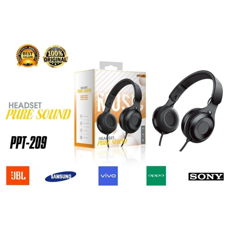 Handsfree Headset Headphone Bando Branded PPT-209 Super Bass