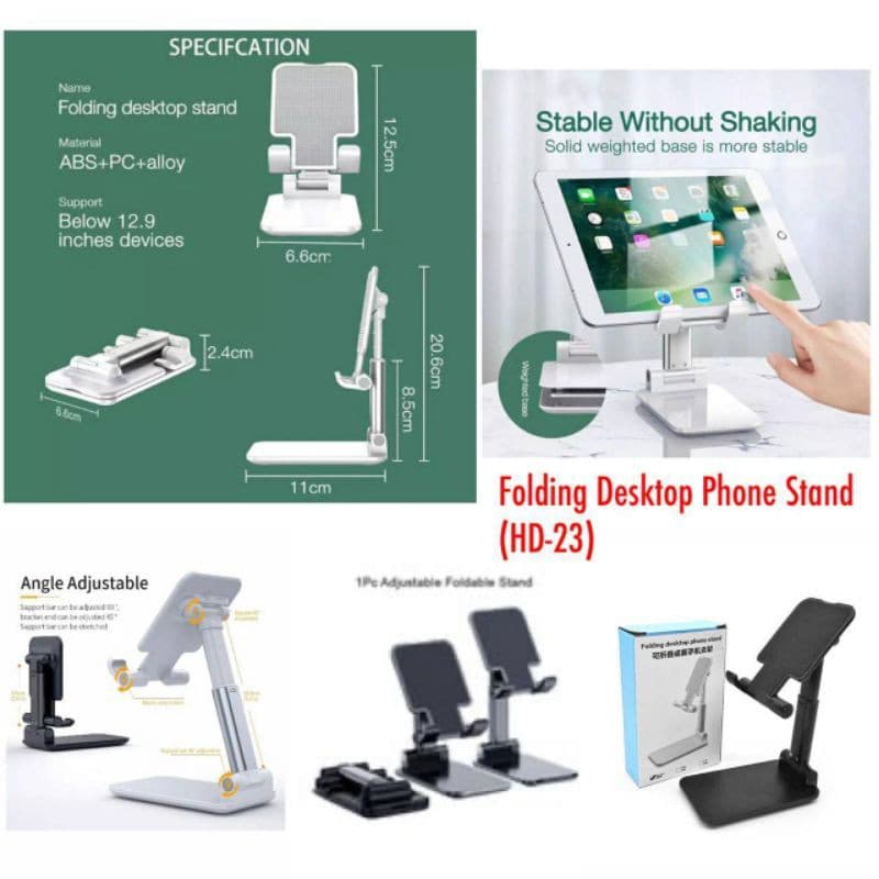 (GROSIRAN5) Stand Holder HP Folding HD-23 / Dudukan Ponsel Adjustable Untuk Meja HD23