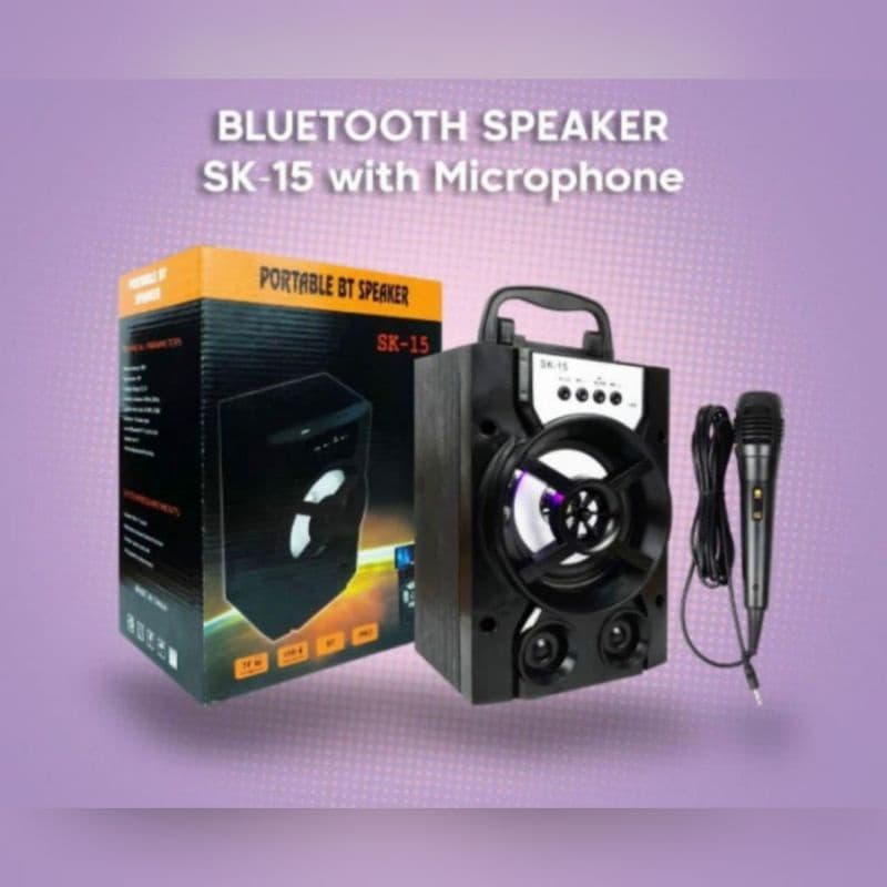 Speaker Bluetooth Wireless LED SK-15 + Free Mic Microphone
