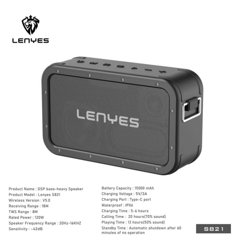 LENYES S821 120W Royal Bass speaker wireless bluetooth 5.0 DSP Super power subwoofer