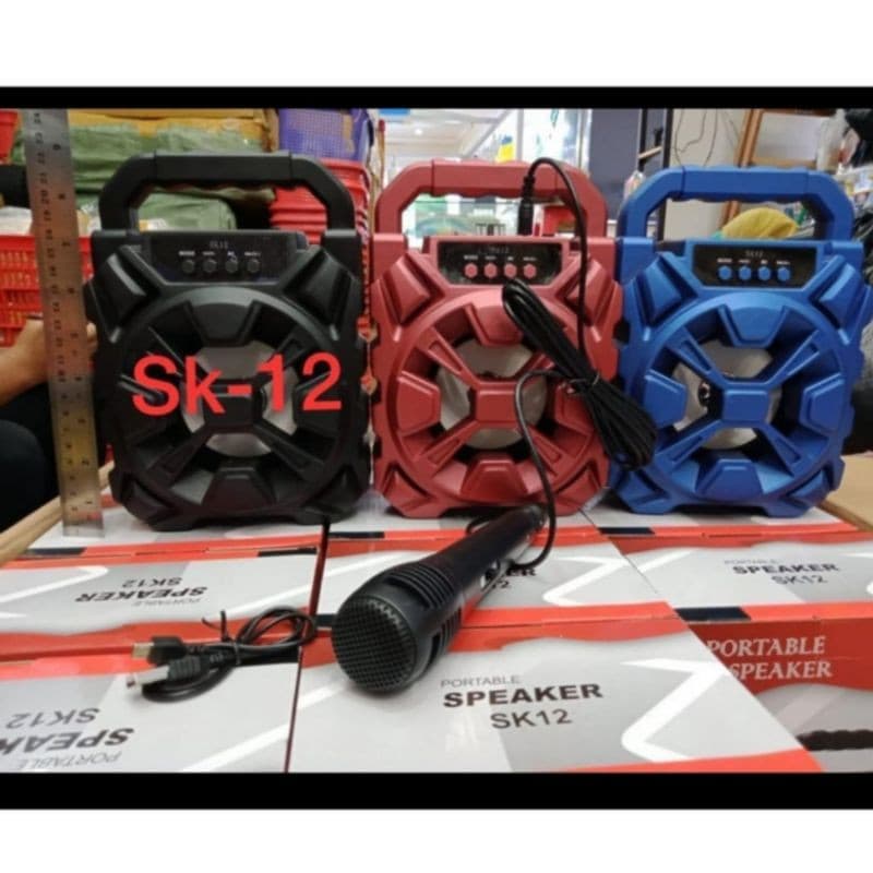 Speaker Bluetooth Karaoke Portable SK-12 Mega Bass Free Mic
