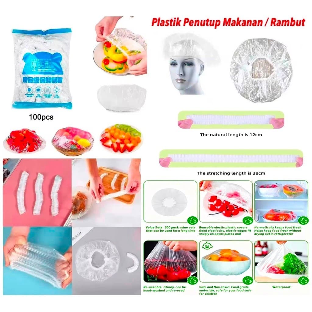 Plastik Penutup Makanan Karet Shower Cup Plastik Penutup Rambut Kepala Plastik Pelindung Makanan