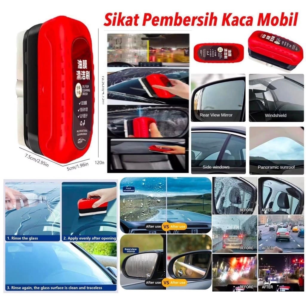Sikat Pembersih Kaca Mobil Sikat Jamur Kerak Kaca Mobil Car Glass Oil Film Cleaning Brush