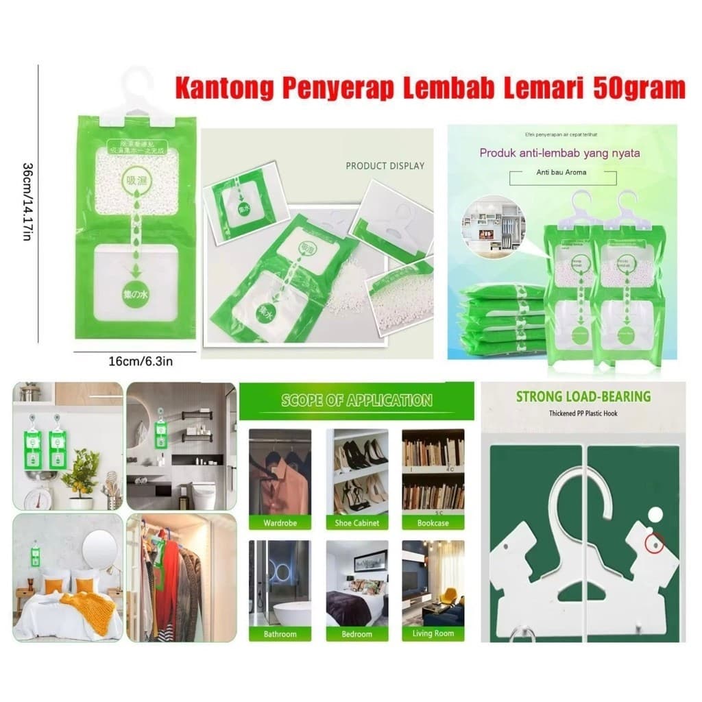 (GROSIRAN) Kantong Penyerap Lembab Lemari 50g Penyerap Lembab Lemari Pakaian Anti Jamur Multifungsi