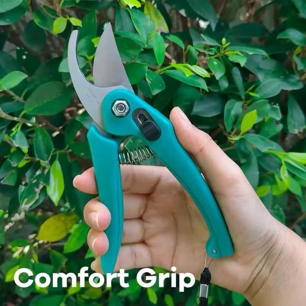 Gunting Dahan Hijau + Tali Gunting Ranting Bunga Tanaman Stainless Alat Potong Berkebun Serbaguna
