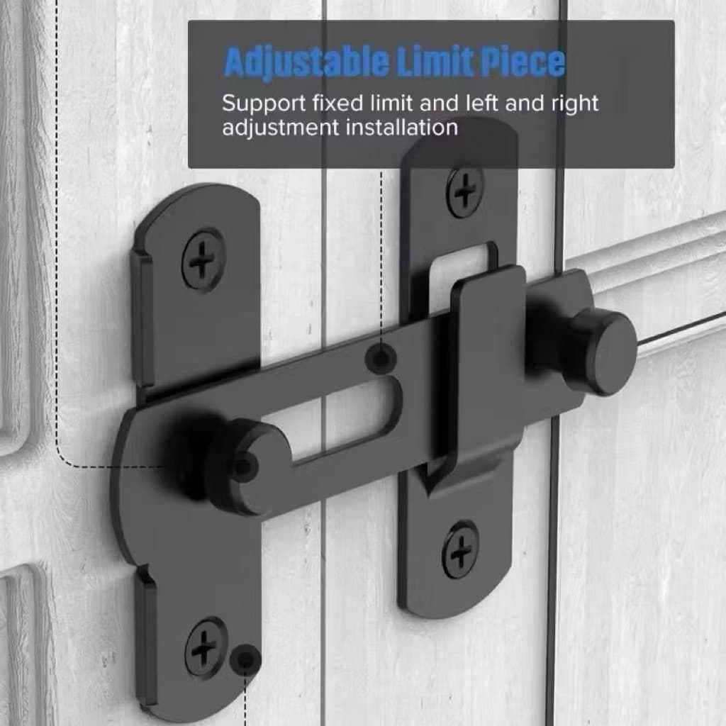 Grendel Pintu Hitam Grendel Kait Pintu Sliding Stainless Sliding Door Latch Steel Serbaguna