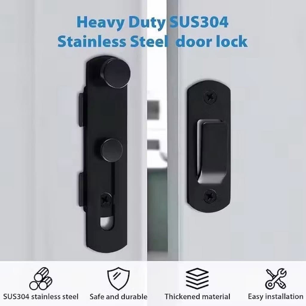Grendel Pintu Hitam Grendel Kait Pintu Sliding Stainless Sliding Door Latch Steel Serbaguna