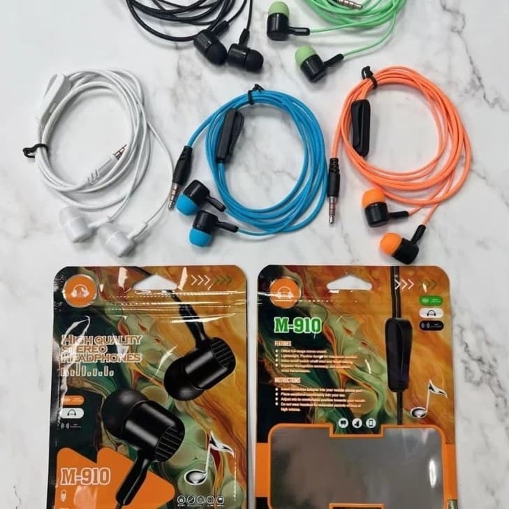 Headset Handsfree Stereo + Mic Earphone M910 Extra Bass bisa telepon dan dengar musik
