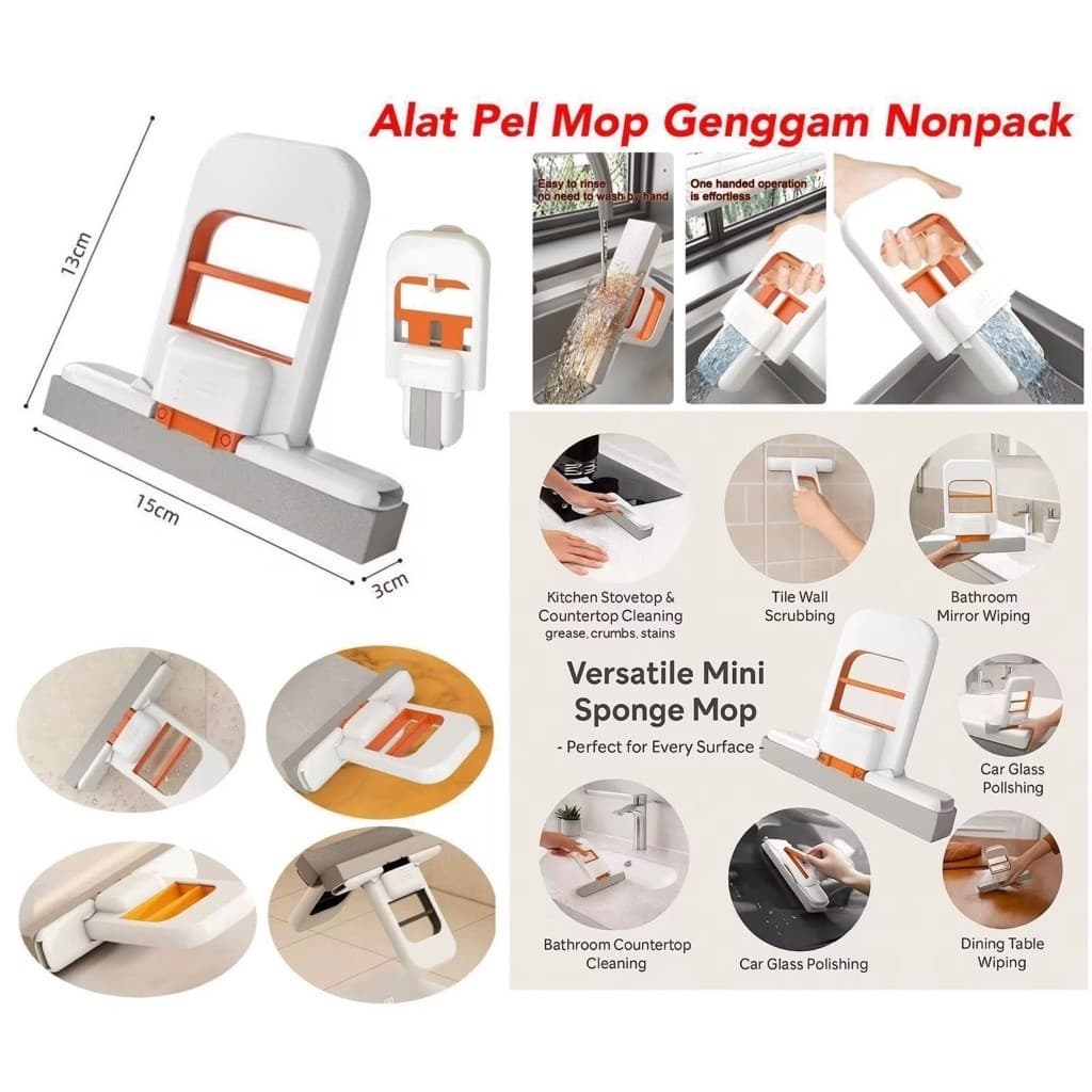 Alat Pel Mop Genggam Alat Pel Mini Mop Praktis Pembersih Kaca Dapur Portable Serbaguna