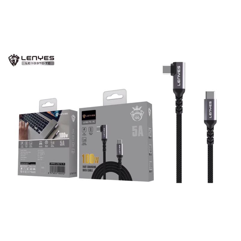 Kabel Data Lenyes 100W 5A Fast Charging Type C to Type C LC-103