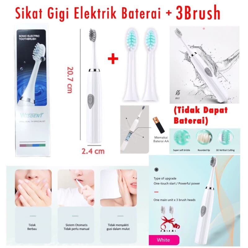 Sikat gigi Elektrik Charger & Battere + 3brush