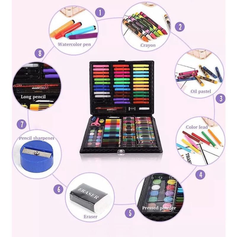 Crayon Art Set 150 pcs Alat Pensil Menggambar Melukis Mewarnai