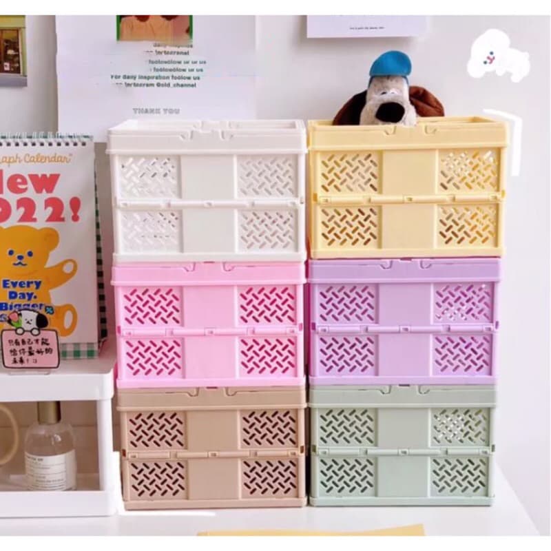 Macaron Storage Box Foldable Keranjang Lipat Penyimpanan Aesthetic