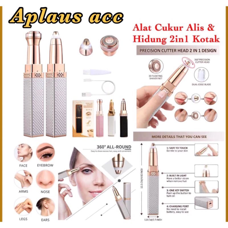 Alat Cukur Alis Elektrik Kotak 2in1 Portable Epilator Pemangkas Serbaguna