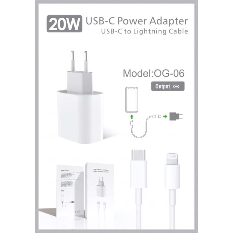 Charger Iphone Murni 20W Ori OG-06 Colokan USB Type C to Ligthning