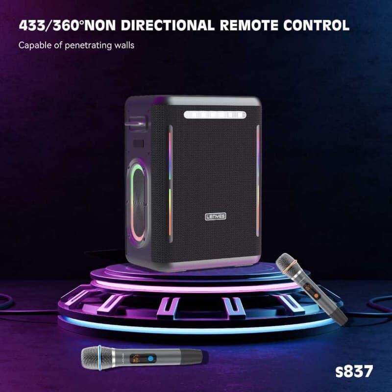 LENYES S837 300W Outdoor KTV Wireless Speaker + Microphone Karaoke Bluetooth 5.0 High Powerfull Bass TWS