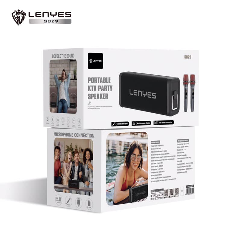 Lenyes S829 80W Portable KTV Wireless Speaker + Microphone Karaoke Bluetooth 5.0