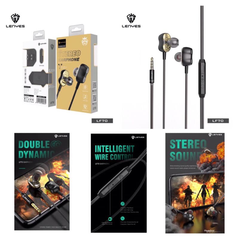 Lenyes LF70 Headset In Ear Hifi Stereo Earphone Extra Bass With Handfree Microphone