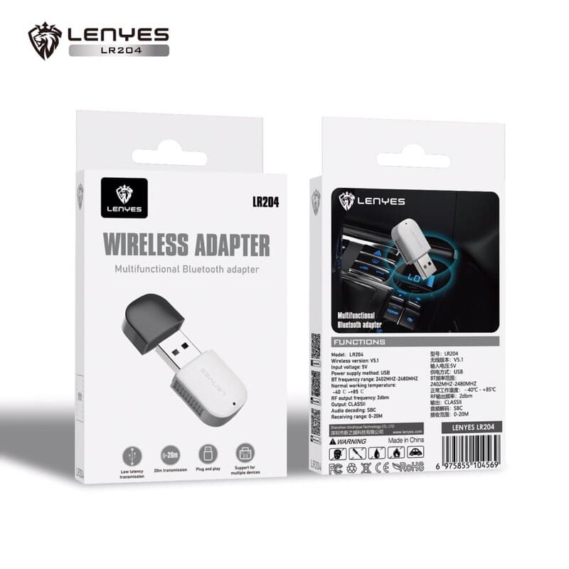 Lenyes LR204 Bluetooth Receiver USB Wireless Adapter 5.1 Alat Bluetooth Salon