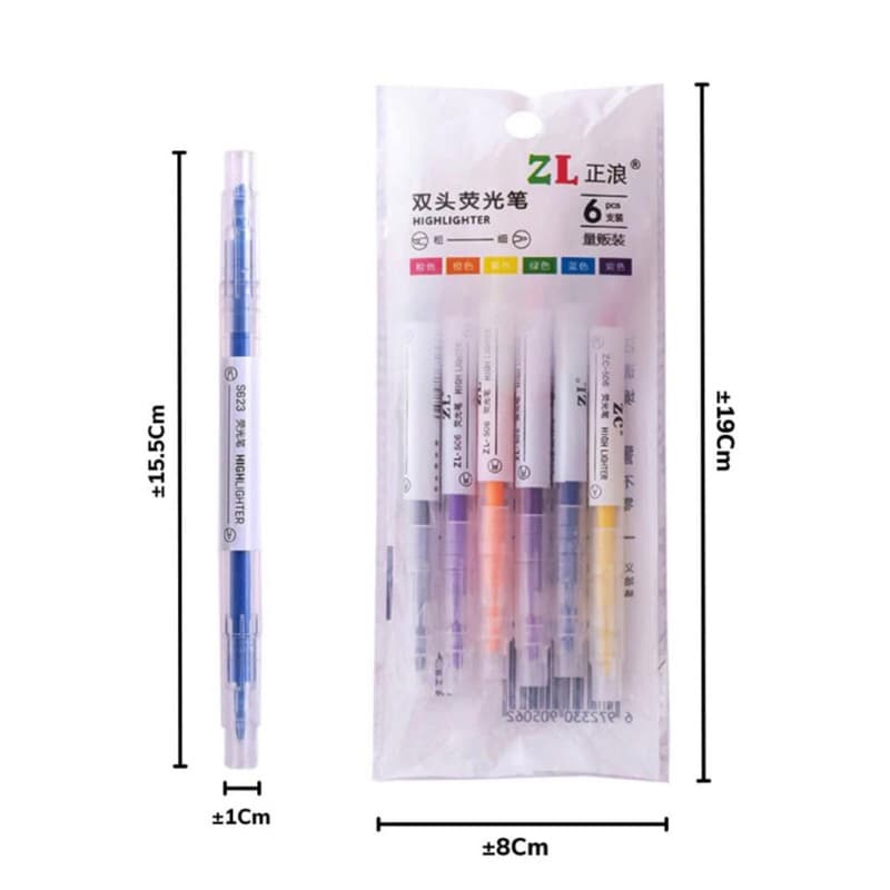 Stabilo 2 sisi warna warni highlighter colorful 1 set isi 6pcs pensil stabilo warna