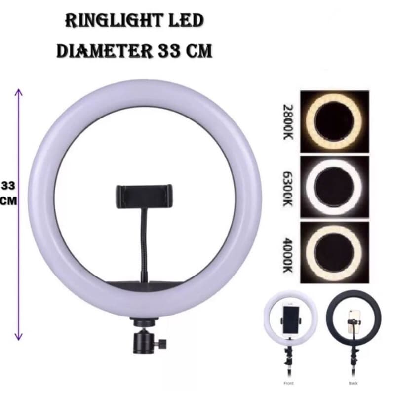 Paket Komplit Live Tripod 2,1M Pack + Ringlight 33cm Pack + Remote Bluetooth Selfie Make Up Vlog
